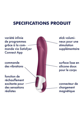 Vibromasseur chauffant connecté USB rouge Big Heat Satisfyer - CC597784